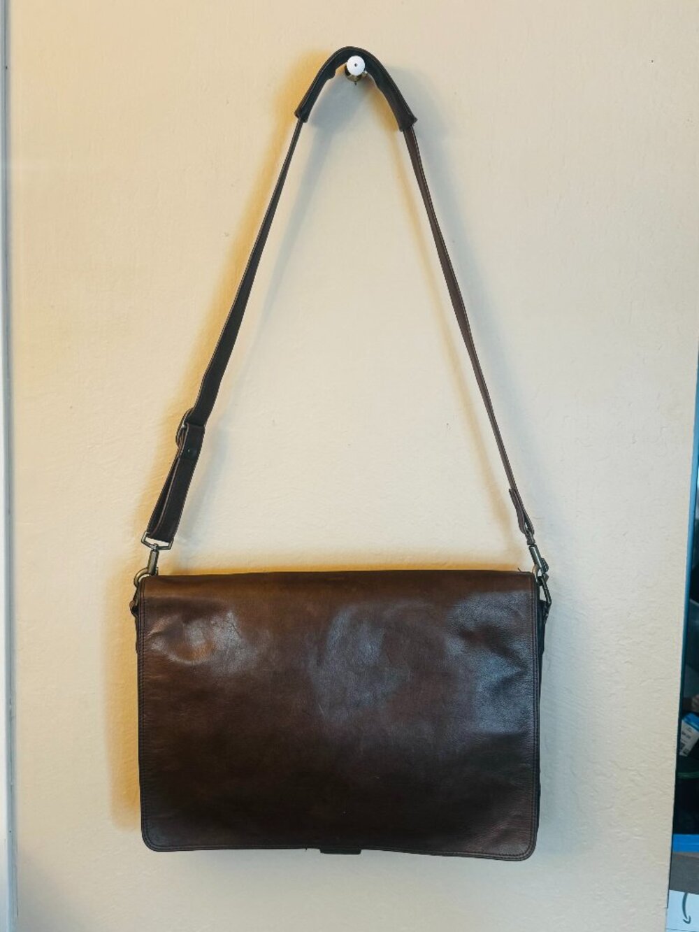 Vtg Rare Scully Leather Messenger Bag 16x11 Brown Crossbod Laptop Organizer READ
